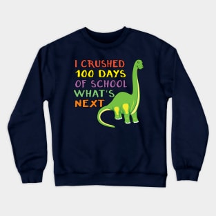 100 Days of School Dinosaur 100th Day Student Kids Dino Crewneck Sweatshirt